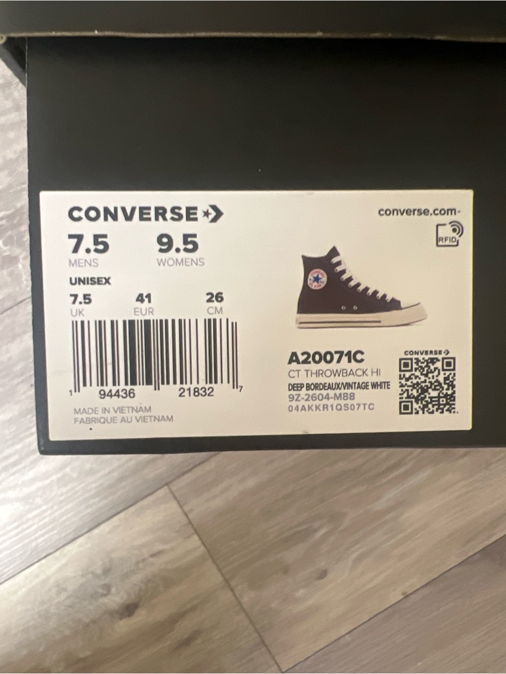 Converse High Top Sneakers in Deep Bordeaux and Vintage White